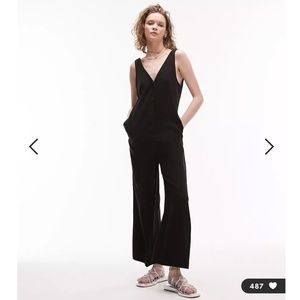 Topshop button through casual jumspuit in black